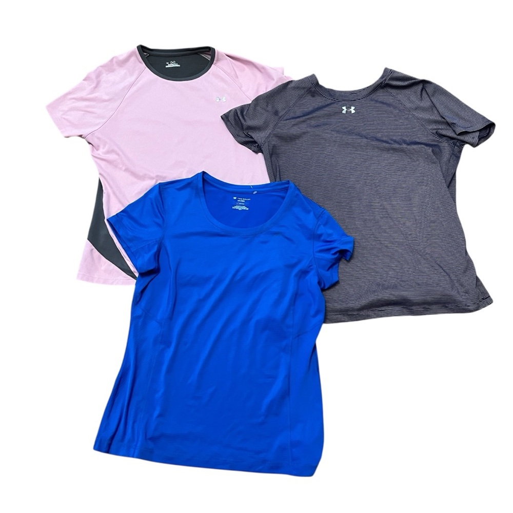 Bundle Under Armour Tek Gear L Lightweight Loose Heatgear Athletic Purple Pink